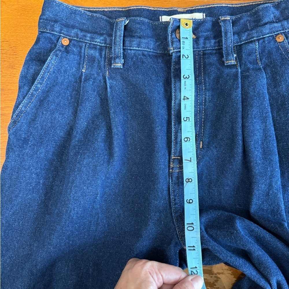 Madewell Baggy Straight Jeans Woodham Dark Blue Wash Pleated Edition NH757 Sz 26 - Picture 10 of 13